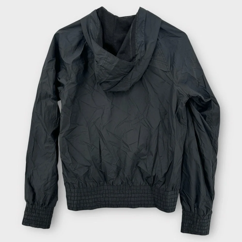 Nixon Windbreaker Jacket Womens Small Watch Black Hoodie Logo Zip‎ Up Packable